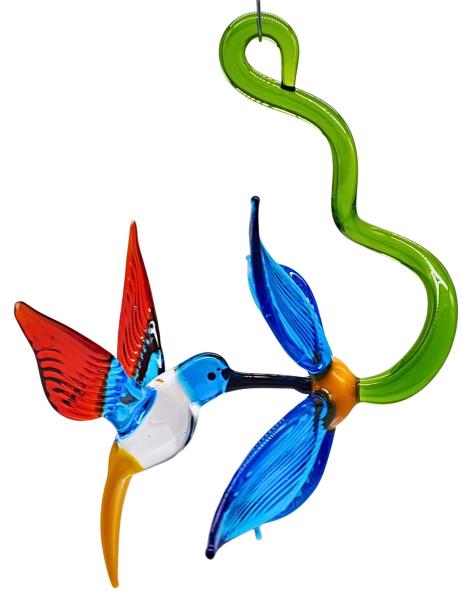 Kolibri mit Blüte, hängend